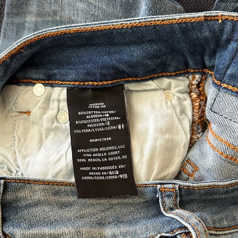 Affliction Blue Distressed Patchwork Low-Rise Ski… - image 8